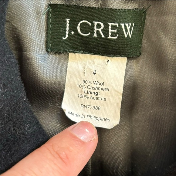 J. Crew Wool Cashmere Double Breasted Pea Coat Black Women’s 4 Preppy Luxury - Picture 2 of 15